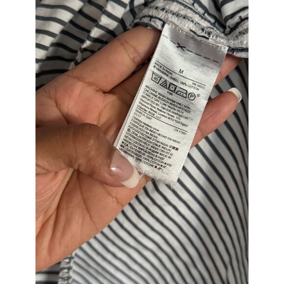 GAP Women’s White Blue Striped Cotton Crochet Popover Shirt Tunic Top MEDIUM/ L2 - Picture 5 of 8